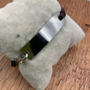 Plunder Brown Leather Bracelet with Silver Plate Bracelet